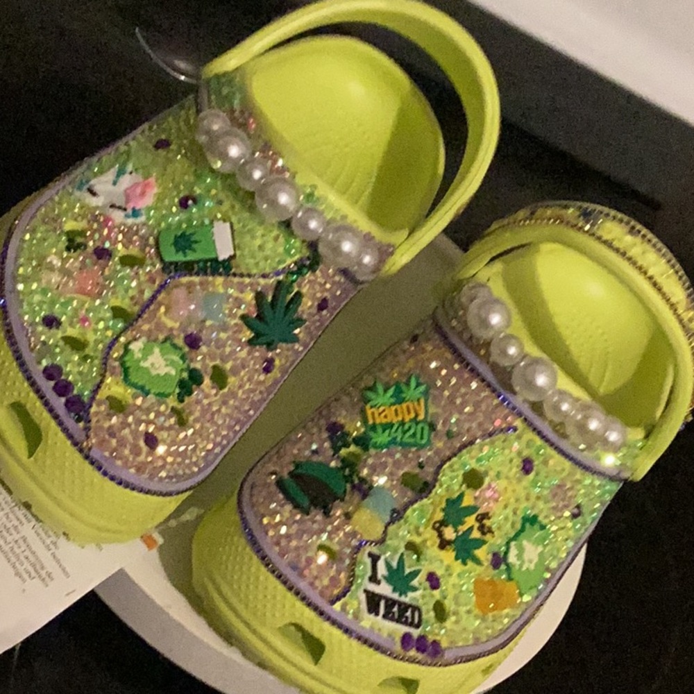 Lime crocs by Karolyn of the 💋💐Boutique Nightcap Blingout